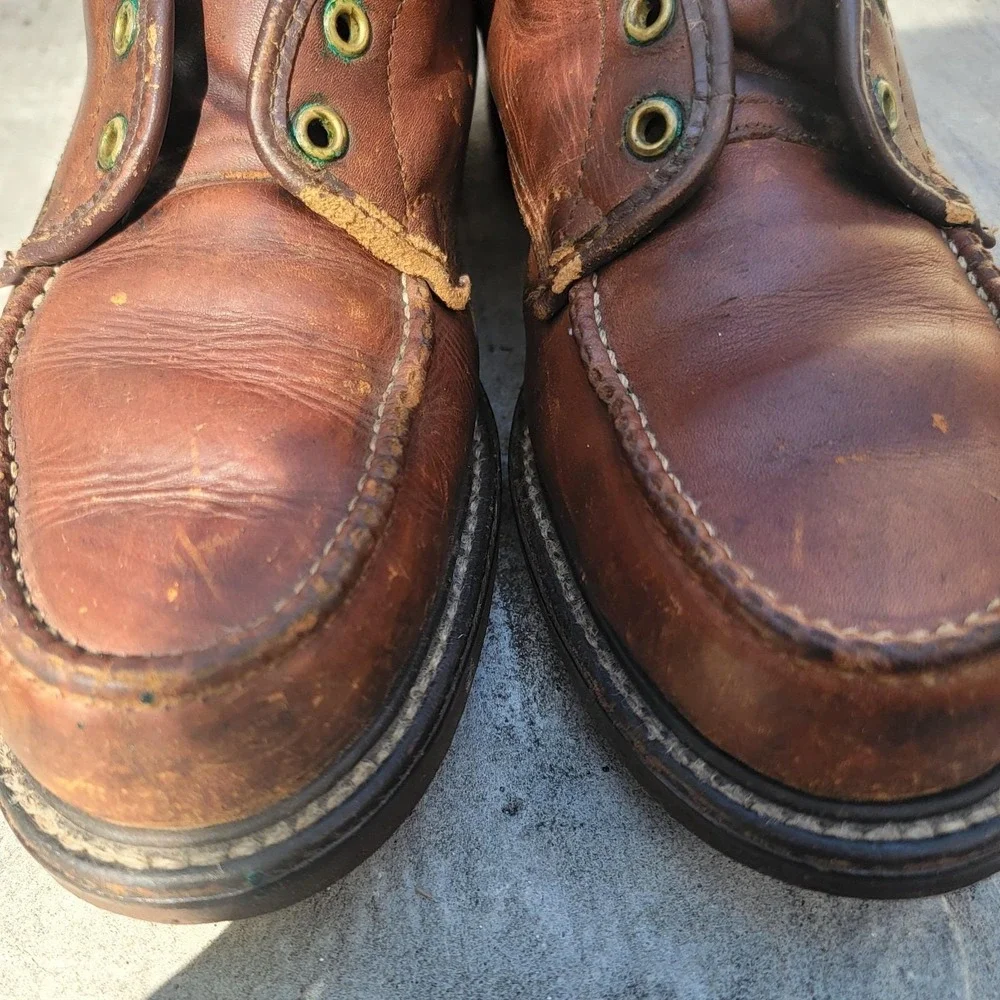 VTG 1960s Cushioned Gold Bond Work Boots Leather‎ Moc Toe Hunting Mens Size 10.5